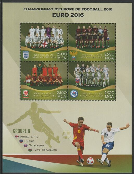 Madagascar 2016 Football European Cup - Group B perf sheet containing four values unmounted mint