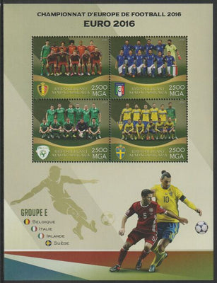 Madagascar 2016 Football European Cup - Group E perf sheet containing four values unmounted mint