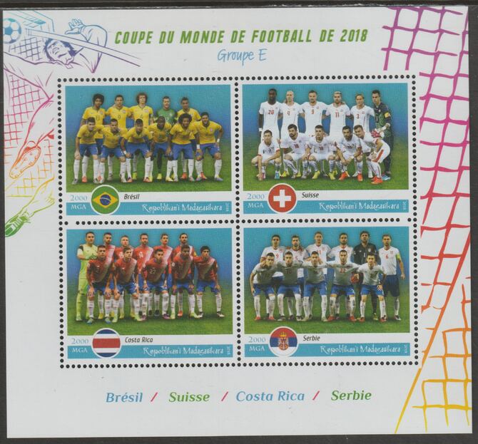 Madagascar 2018 Football World Cup - Group E perf sheet containing four values unmounted mint