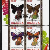 Rwanda 2010 Butterflies of the World #4 perf sheetlet containing 4 values fine cto used