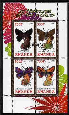 Rwanda 2010 Butterflies of the World #4 perf sheetlet containing 4 values fine cto used