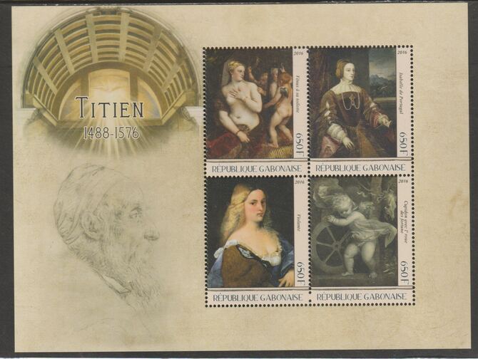 Gabon 2016 Titian perf sheet containing four values unmounted mint