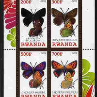Rwanda 2010 Butterflies of the World #4 perf sheetlet containing 4 values unmounted mint