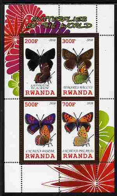 Rwanda 2010 Butterflies of the World #4 perf sheetlet containing 4 values unmounted mint
