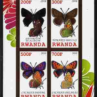 Rwanda 2010 Butterflies of the World #4 imperf sheetlet containing 4 values unmounted mint