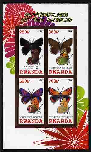 Rwanda 2010 Butterflies of the World #4 imperf sheetlet containing 4 values unmounted mint