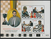 Gabon 2018 Magnus Carlsen - Chess perf sheet containing four values unmounted mint