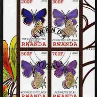 Rwanda 2010 Butterflies of the World #5 perf sheetlet containing 4 values fine cto used