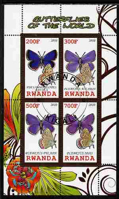 Rwanda 2010 Butterflies of the World #5 perf sheetlet containing 4 values fine cto used