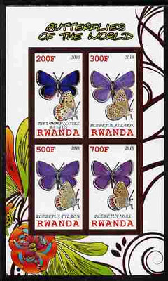 Rwanda 2010 Butterflies of the World #5 imperf sheetlet containing 4 values unmounted mint