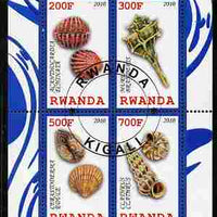 Rwanda 2010 Seashore Wildlife (Shells) perf sheetlet containing 4 values fine cto used