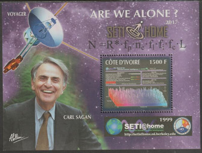 Ivory Coast 2017 Carl Sagan & Voyager Missions,#2 perf sheet containing one value unmounted mint