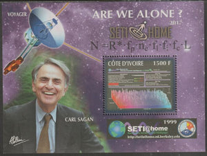 Ivory Coast 2017 Carl Sagan & Voyager Missions,#2 perf sheet containing one value unmounted mint