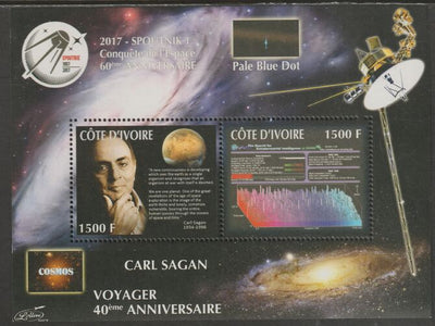 Ivory Coast 2017 Carl Sagan & Voyager Missions perf sheet containing two values unmounted mint