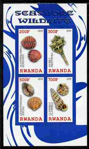 Rwanda 2010 Seashore Wildlife (Shells) imperf sheetlet containing 4 values unmounted mint