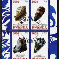 Rwanda 2010 Sea Shells #1 perf sheetlet containing 4 values fine cto used