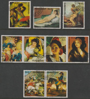 Paraguay 1978 Paintings by Goya perf set of 9 fine cds used