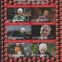Madagascar 2021 Tribute to Charlie Watts (Rolling Stones) imperf sheet containing 6 values unmounted mint