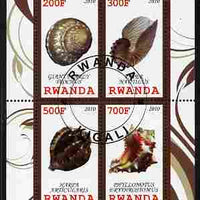 Rwanda 2010 Sea Shells #2 perf sheetlet containing 4 values fine cto used