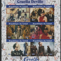 Chad 2021 Cruella De Vil imperf sheet containing 6 values unmounted mint