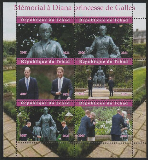 Chad 2021 Memorial to Princess Diana perf sheet containing 6 values unmounted mint