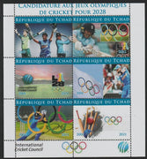 Chad 2021 Bid for Cricket Olympics 2028 perf sheet containing 6 values unmounted mint