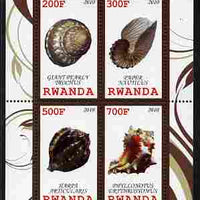 Rwanda 2010 Sea Shells #2 perf sheetlet containing 4 values unmounted mint