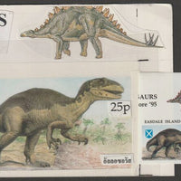 Easdale 1995 Allosaurus 25p original composite artwork with overlay being stamp 2 from Singapore 95 Stamp Exhibition - Dinosaurs #1 size 150 x 120 mm complete with issued stamp