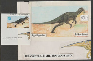 Easdale 1995 Hypsilophodon 41p original composite artwork with overlay being stamp 3 from Singapore 95 Stamp Exhibition - Dinosaurs #1 size 150 x 120 mm complete with issued stamp
