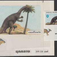 Easdale 1995 Plateosaurus £1 original composite artwork with overlay being stamp 4 from Singapore 95 Stamp Exhibition - Dinosaurs #1 size 150 x 120 mm complete with issued stamp