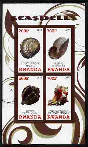 Rwanda 2010 Sea Shells #2 imperf sheetlet containing 4 values unmounted mint