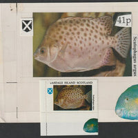 Easdale 1995 Fish 41p original composite artwork with overlay being stamp 3 from Singapore 95 Stamp Exhibition - Fish size 150 x 120 mm complete with issued stamp