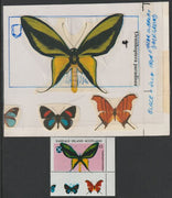 Easdale 1995 Butterfly £1 original composite artwork with overlay being stamp 4 from Singapore 95 Stamp Exhibition - Butterflies size 150 x 120 mm complete with issued stamp