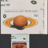 Easdale 1995 Saturn 25p original composite artwork with overlay being stamp 2 from Singapore 95 Stamp Exhibition - Space size 150 x 120 mm complete with issued stamp