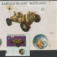 Easdale 1995 Moon Buggy £1 original composite artwork with overlay being stamp 4 from Singapore 95 Stamp Exhibition - Space size 150 x 120 mm complete with issued stamp