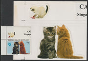 Easdale 1995 Domestic Cats 19p original composite artwork without overlay being stamp 1 from Singapore 95 Stamp Exhibition - Cars size 150 x 120 mm complete with issued stamp