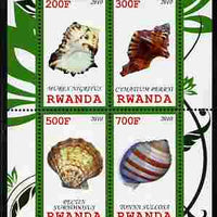 Rwanda 2010 Sea Shells #3 perf sheetlet containing 4 values unmounted mint