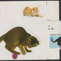 Easdale 1995 Domestic Cats 25p original composite artwork without overlay being stamp 2 from Singapore 95 Stamp Exhibition - Cars size 150 x 120 mm complete with issued stamp