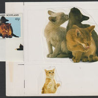 Easdale 1995 Domestic Cats 41p original composite artwork without overlay being stamp 3 from Singapore 95 Stamp Exhibition - Cars size 150 x 120 mm complete with issued stamp