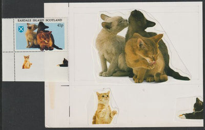 Easdale 1995 Domestic Cats 41p original composite artwork without overlay being stamp 3 from Singapore 95 Stamp Exhibition - Cars size 150 x 120 mm complete with issued stamp