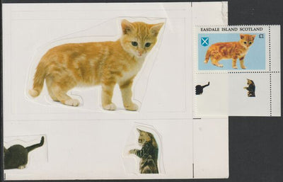 Easdale 1995 Domestic Cats £1 original composite artwork without overlay being stamp 4 from Singapore 95 Stamp Exhibition - Cars size 150 x 120 mm complete with issued stamp
