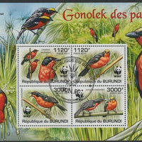 Burundi 2011 WWF - Gonolek perf sheetlet containing 4 values with special commemorative cancellation