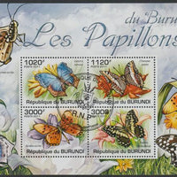 Burundi 2011 Butterflies of Burundi perf sheetlet containing 4 values with special commemorative cancellation