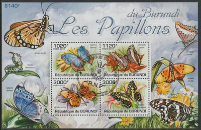 Burundi 2011 Butterflies of Burundi perf sheetlet containing 4 values with special commemorative cancellation