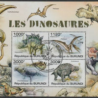Burundi 2011 Dinosaurs perf sheetlet containing 4 values with special commemorative cancellation