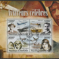 Burundi 2011 Famous Aviators perf sheetlet containing 4 values with special commemorative cancellation