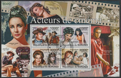 Burundi 2011 Movie Actors perf sheetlet containing 4 values with special commemorative cancellation