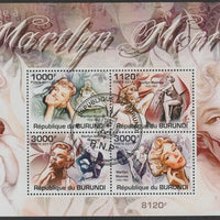 Burundi 2011 Marilyn Monroe perf sheetlet containing 4 values with special commemorative cancellation