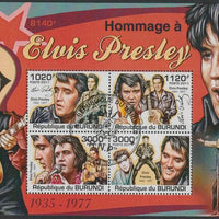 Burundi 2011 Elvis Presley perf sheetlet containing 4 values with special commemorative cancellation