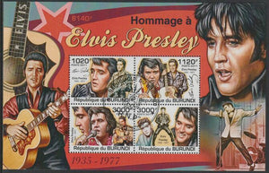 Burundi 2011 Elvis Presley perf sheetlet containing 4 values with special commemorative cancellation